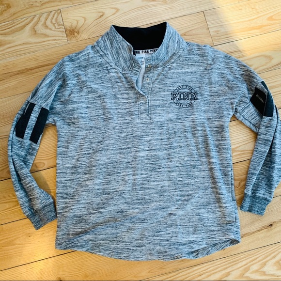 PINK Victoria's Secret Tops - VS | Pink | Heather Grey | Quarter Snap Sweatshirt
